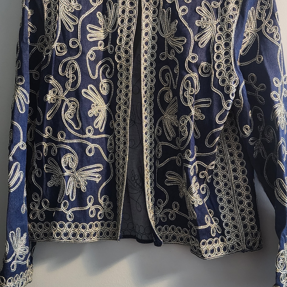 Lew Magram Denim Women's Blazer & Pants - Blue and Gold
